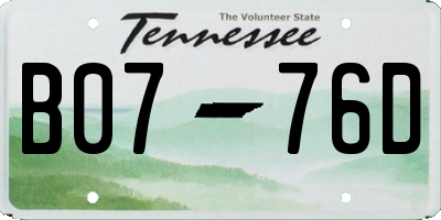 TN license plate B0776D