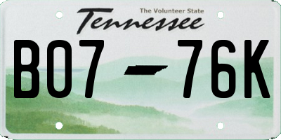 TN license plate B0776K