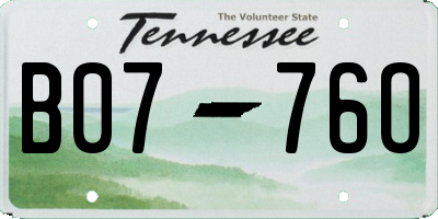 TN license plate B0776O