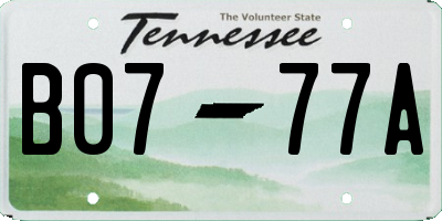 TN license plate B0777A
