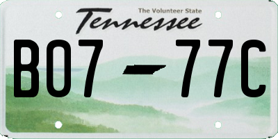 TN license plate B0777C