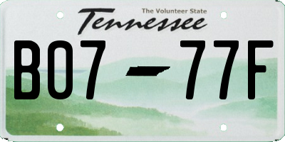 TN license plate B0777F