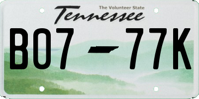 TN license plate B0777K