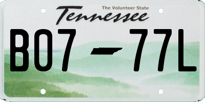 TN license plate B0777L