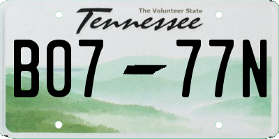 TN license plate B0777N