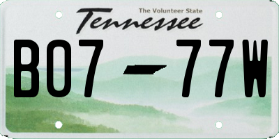 TN license plate B0777W