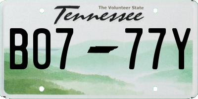 TN license plate B0777Y