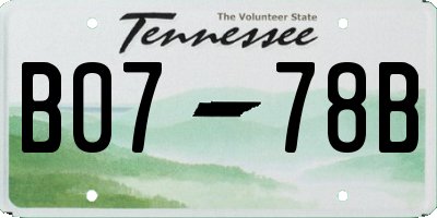 TN license plate B0778B