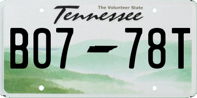 TN license plate B0778T