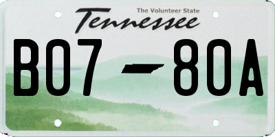 TN license plate B0780A