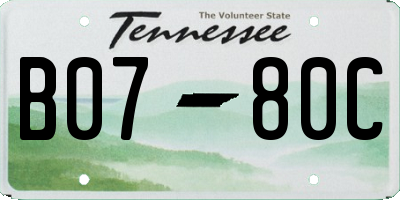 TN license plate B0780C