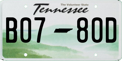 TN license plate B0780D