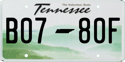 TN license plate B0780F
