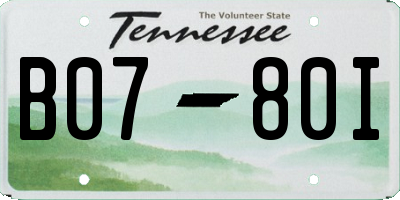 TN license plate B0780I