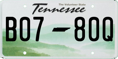 TN license plate B0780Q