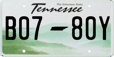 TN license plate B0780Y