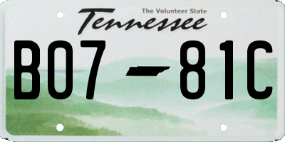 TN license plate B0781C