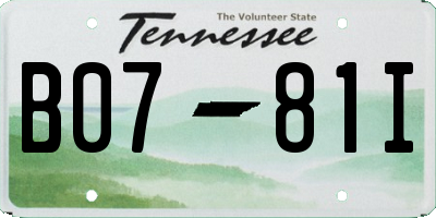 TN license plate B0781I