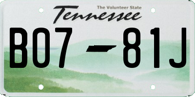 TN license plate B0781J
