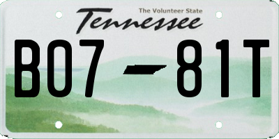 TN license plate B0781T
