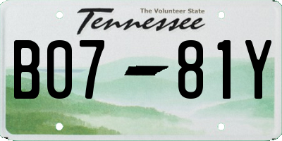 TN license plate B0781Y