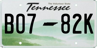 TN license plate B0782K