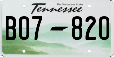 TN license plate B0782O