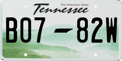 TN license plate B0782W