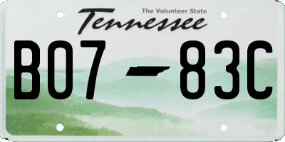 TN license plate B0783C