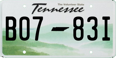 TN license plate B0783I