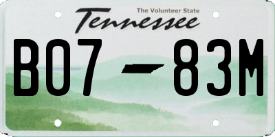 TN license plate B0783M