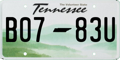 TN license plate B0783U