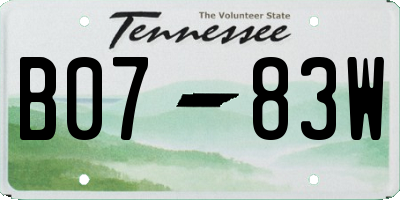 TN license plate B0783W