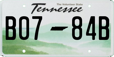 TN license plate B0784B