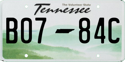 TN license plate B0784C