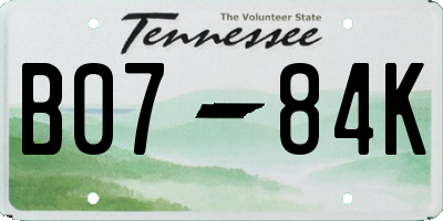 TN license plate B0784K