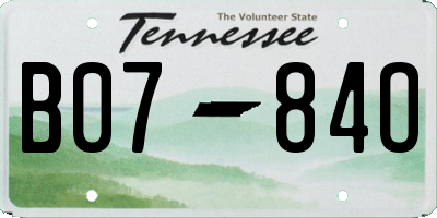 TN license plate B0784O