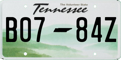 TN license plate B0784Z