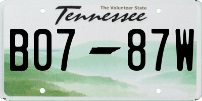TN license plate B0787W