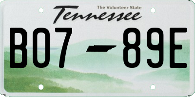 TN license plate B0789E