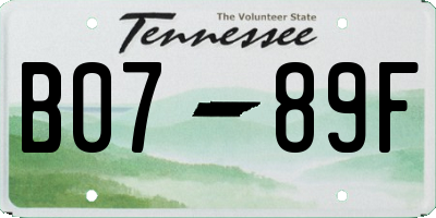 TN license plate B0789F