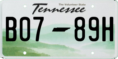 TN license plate B0789H