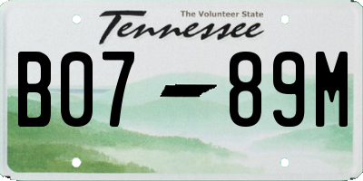 TN license plate B0789M