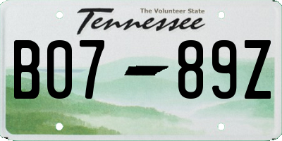 TN license plate B0789Z