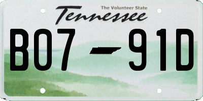 TN license plate B0791D