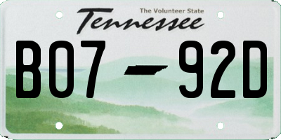 TN license plate B0792D