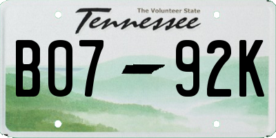 TN license plate B0792K