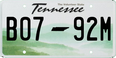 TN license plate B0792M