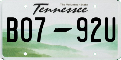TN license plate B0792U