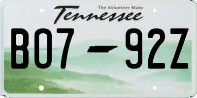 TN license plate B0792Z